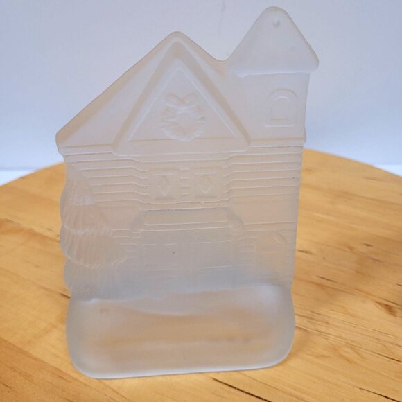 Frosted Glass Victorian House Candle Holder and Santa Claus Set 2 Votive 5.5'' - Picture 6 of 7